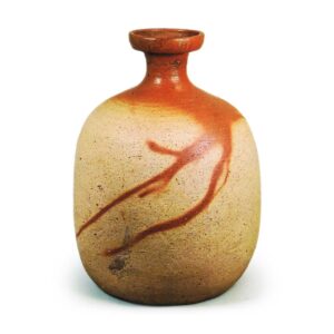 Bizen Large wine bottle with "re marks"