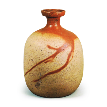 Bizen Large wine bottle with "re marks"