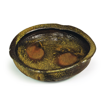 Bizen Large shallow bowl in shape of open flower