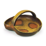 Bizen Shallow bowl in shape of half-moon with handle across mouth