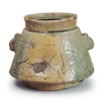 Iga Water jar of suehiro (folding fan) shape with two handles