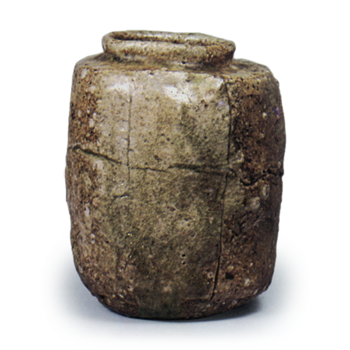 Iga Tea caddy of katatsuki (angular shoulder) shape, known as "Yamanoki"