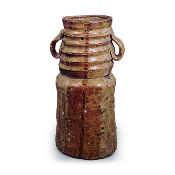 Iga Flower vase with two handles, Mino ware, Iga type