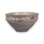 Temmoku tea bowl with design of arrow and target, E-garatsu type