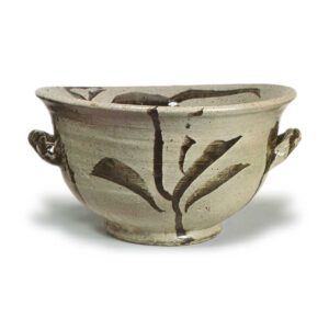 Large bowl with handles with flowering grass design, E-garatsu type