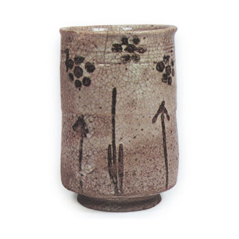Cylindrical mukōzuke bowl with plum blossom design, E-garatsu type