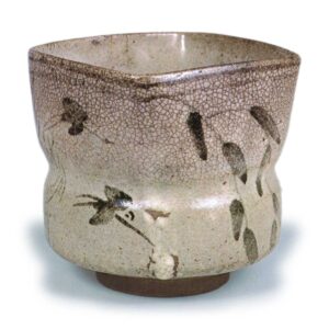 Mukōzuke bowl with square mouth with design of willows and swallows, E-garatsu type