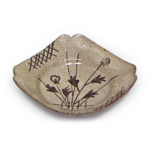 Five square mukōzuke bowls with flowering grass design, E-garatsu type