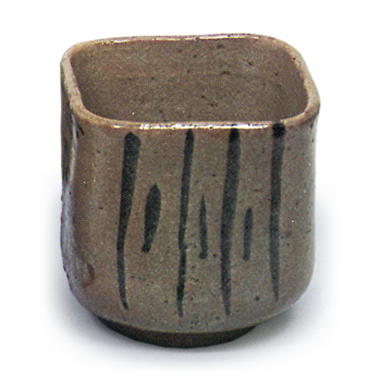 Five square mukozuke bowls with miscanthus designs,- E-garatsu type