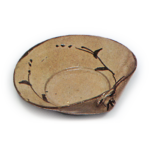 Five mukozuke bowls in the shape of clam with grass design, E-garatsu type