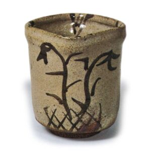 Choko (wine cup) with flowering grass design, E-garatsu type