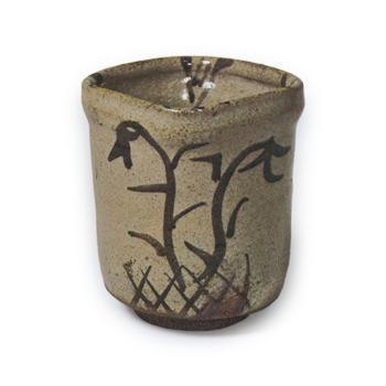 Choko (wine cup) with flowering grass design, E-garatsu type