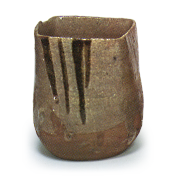 Five square choko (wine cup) with grass designs, e-garatsu type