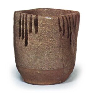 Five square choko (wine cup) with grass designs, e-garatsu type