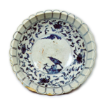 Large chrysanthemum-shaped bowl with grape design,
