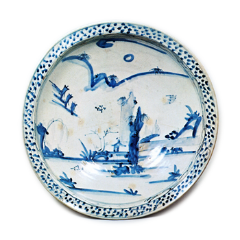 Large bowl with landscape design,