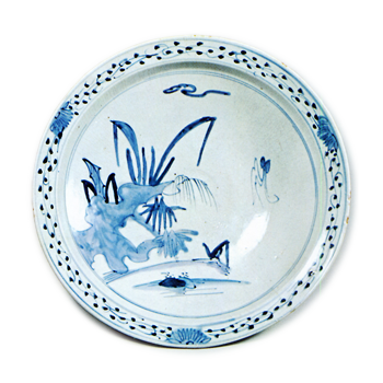 Large bowl with landscape design,