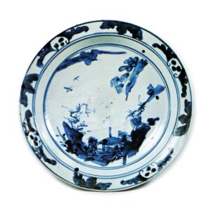 Large bowl with landscape design,