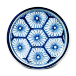 Dish with design of chrysanthemums in hexagonal patterns,