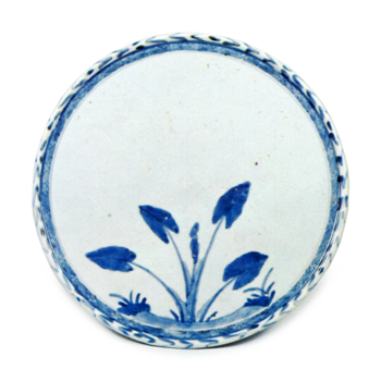 Dish with taro plant design,