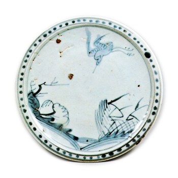 Dish with reed and heron design,