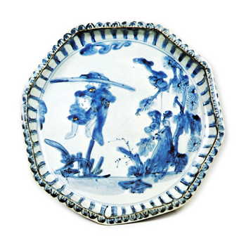 Octagonal shallow bowl with figure design,