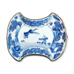 Bowl in shape of balance weight with Chinese boy and tiger design,