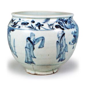 Jar with design of figures under the tree,