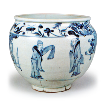 Jar with design of figures under the tree,