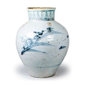 Jar with landscape design,