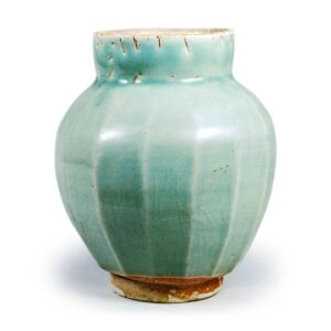 Small faced jar, celadon