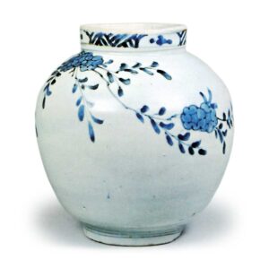 Jar with floral spray design,