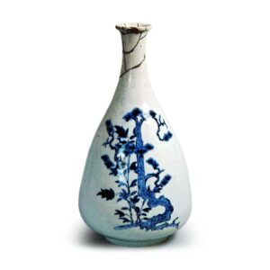 Large wine bottle with pine and bamboo design,