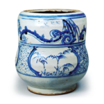 Water jar with design of pine-tree, bamboos, and plum trees,