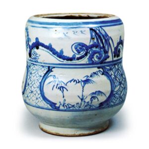 Water jar with design of pine-tree, bamboos, and plum trees,