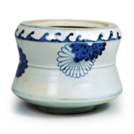 Water jar with dohimo (raised band round the side), with chrysanthemum design,