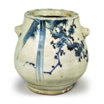 Water jar with two handles with design of plum-tree and flying bird,