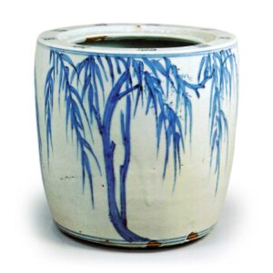 Water jar with willow design,