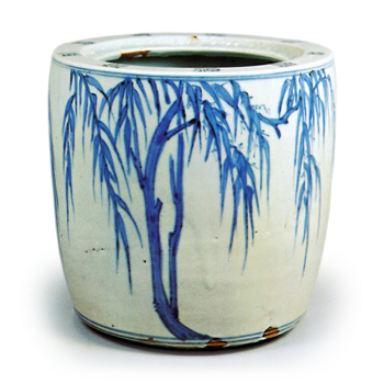 Water jar with willow design,