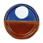 Dish with roundel design, dark blue and iron brown glazes