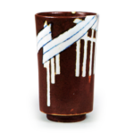 Tall wine cup with yatsuhashi bridge design, iron browh glaze,