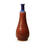 Small wine bottle, dark blue and iron brown glazes