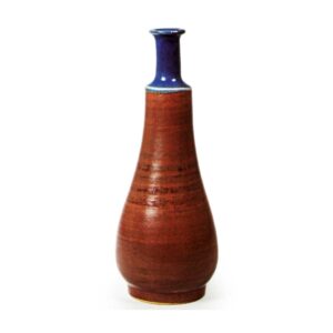 Small wine bottle, dark blue and iron brown glazes