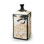 Square wine bottle with relief design of dragons and tigers,