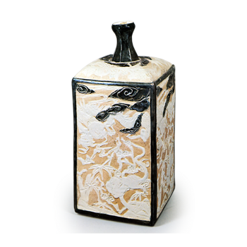 Square wine bottle with relief design of dragons and tigers,