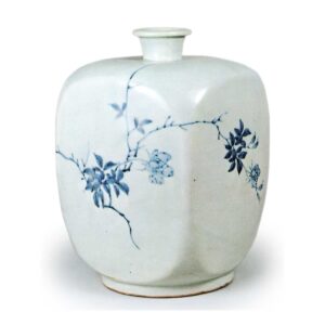 Square wine bottle with flower-and-bird design,