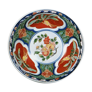 Bowl with radish design, enamelled ware