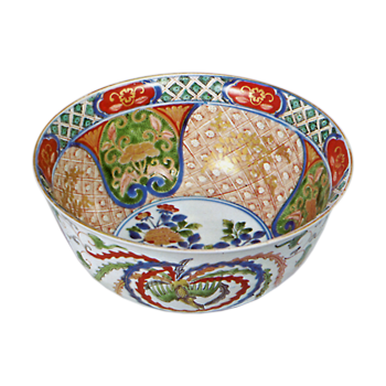 Bowl with peony design, enamelled ware