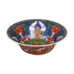 Bowl with character meaning "Congratulations", enamelled ware