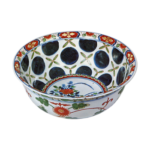 Bowl with peony and roundel design, enamelled ware